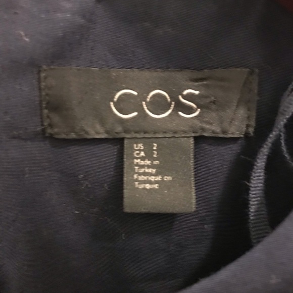 COS Peplum Eyelet Dress 2 cotton navy blue short sleeves knee length - Picture 8 of 10